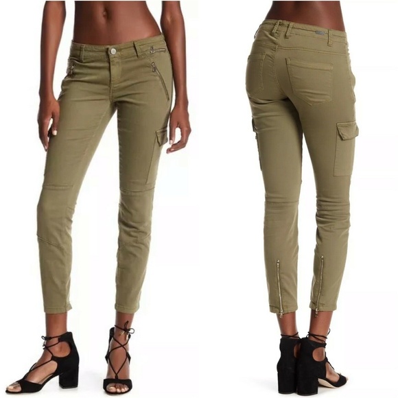 Blank NYC Pants - Blank NYC Green Cargo Zip Reade Crop Skinny Pants